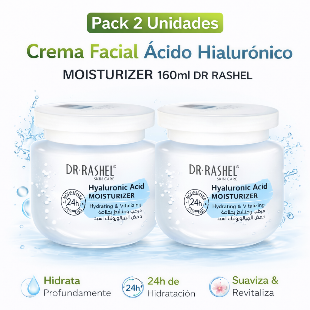 PACK 2 CREMA FACIAL ÁCIDO HIALURÓNICO MOISTURIZER 160ML DR RASHEL - 1