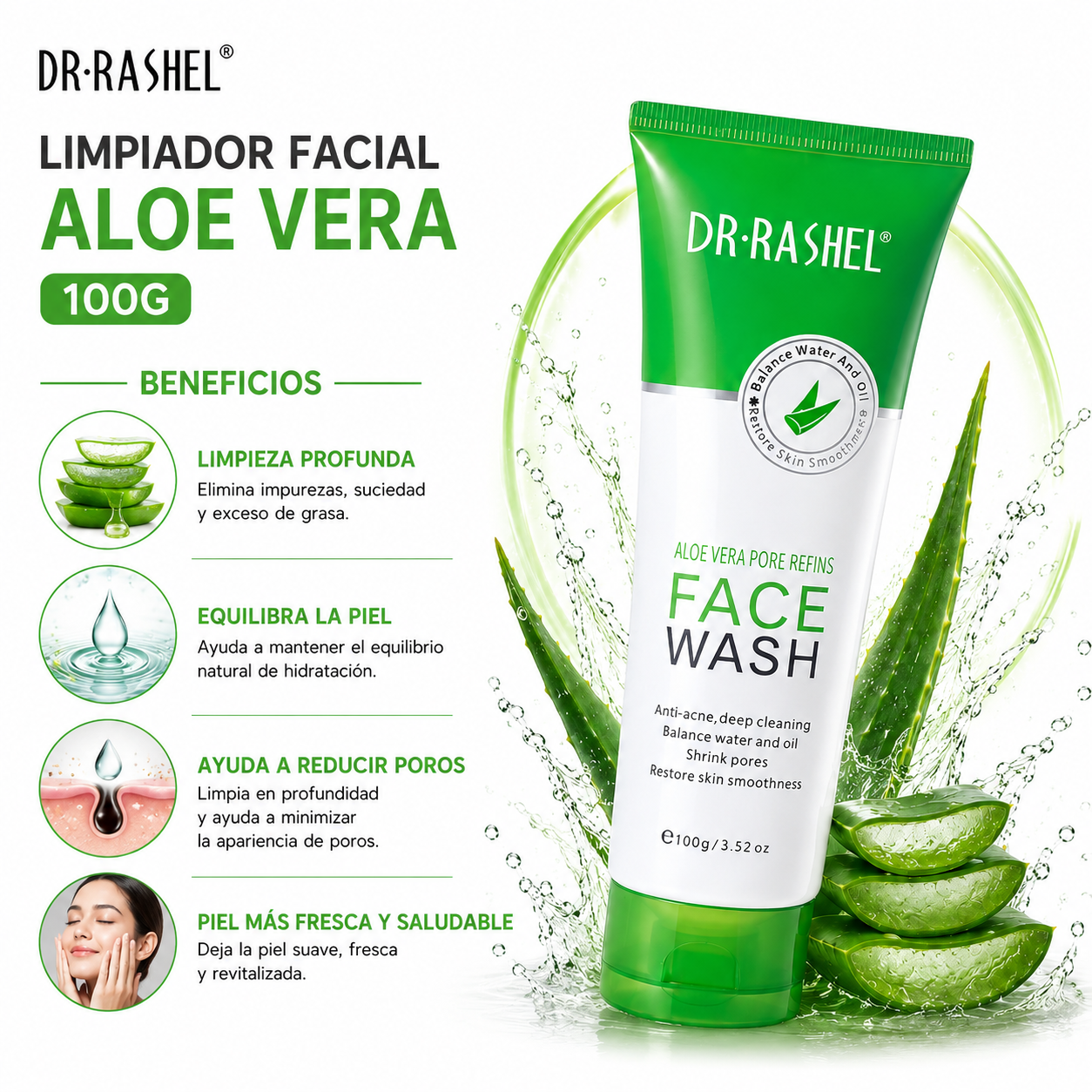 LIMPIADOR FACIAL ALOE VERA 100G DR RASHEL - 2