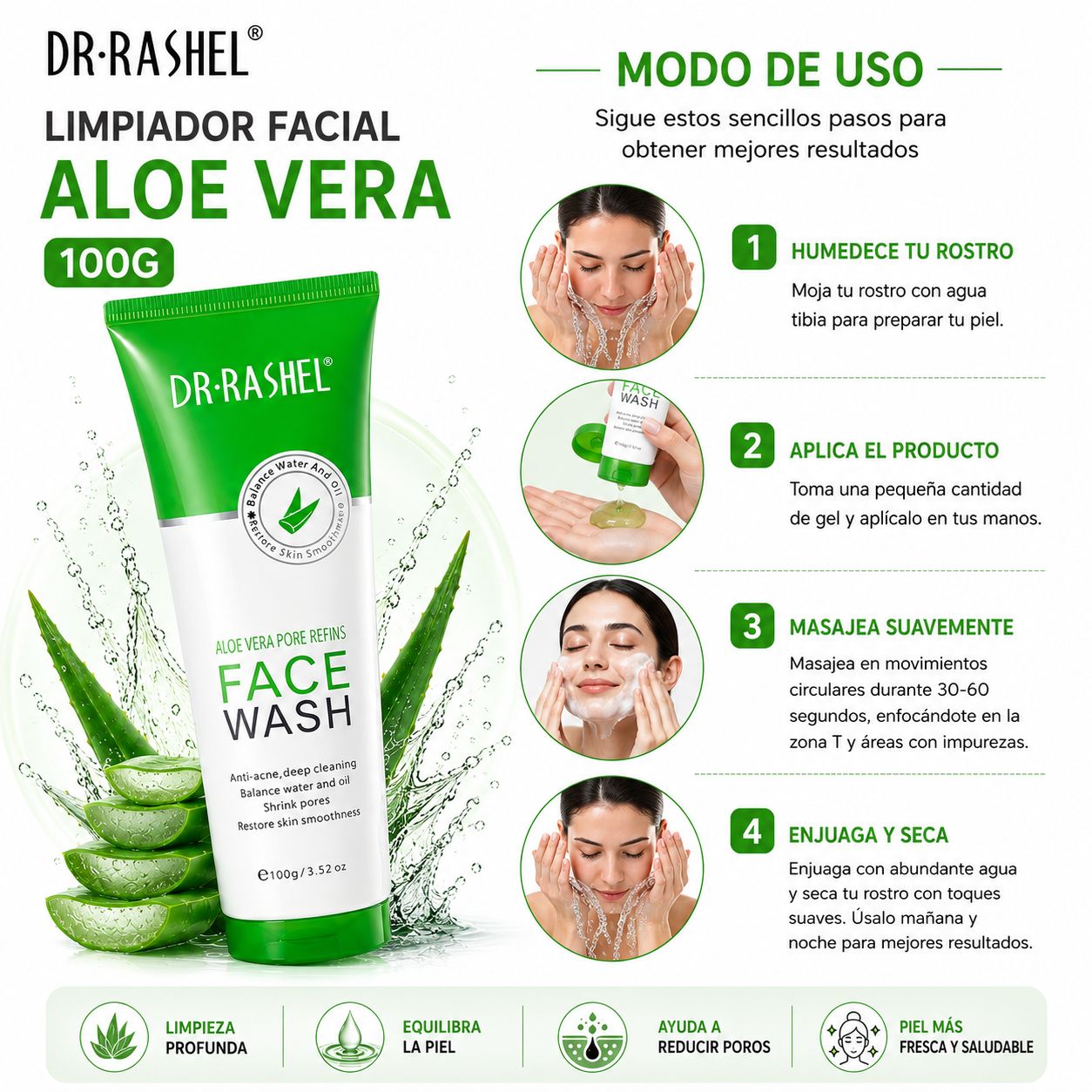 LIMPIADOR FACIAL ALOE VERA 100G DR RASHEL - 3