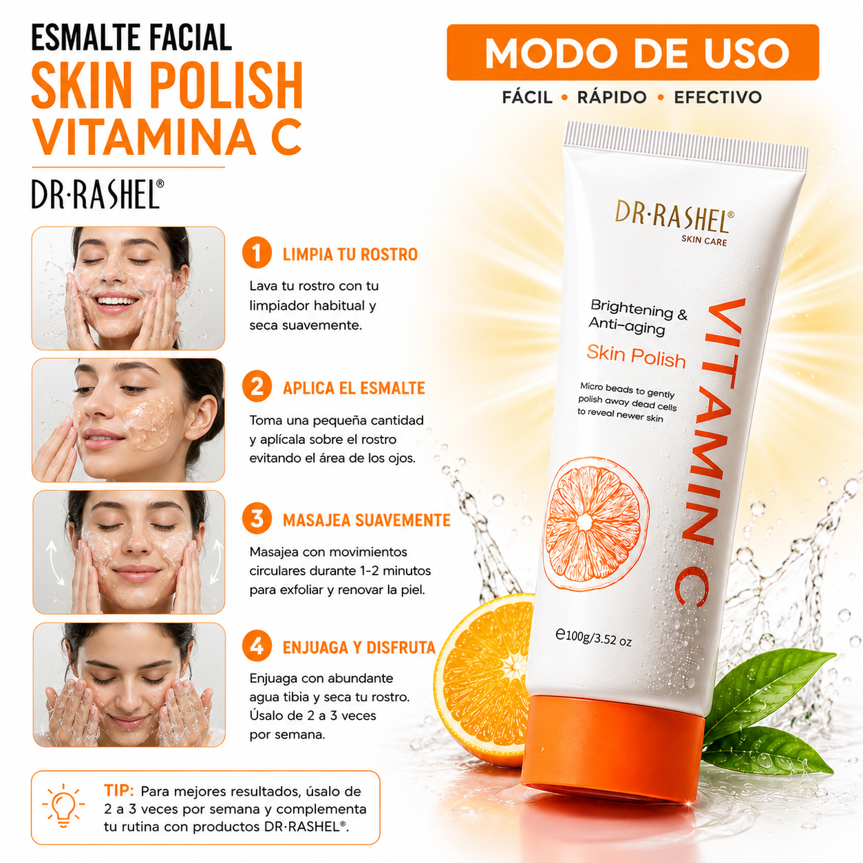 ESMALTE FACIAL SKIN POLISH VITAMINA C 100G DR RASHEL - 3