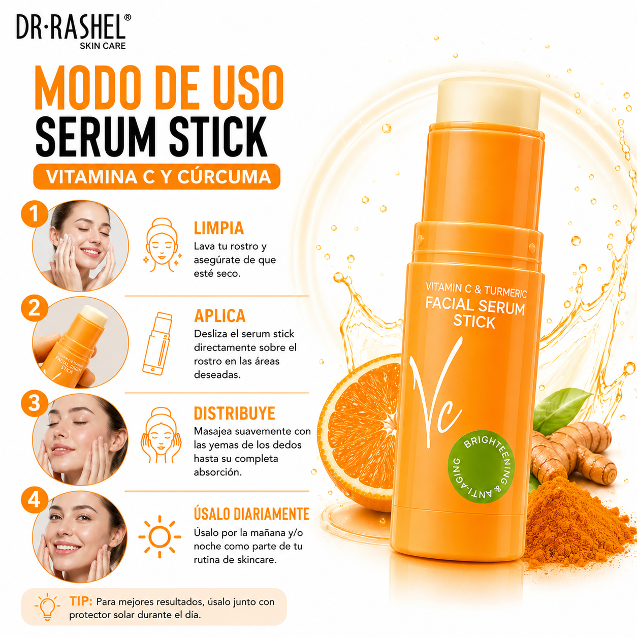 SERUM STICK VITAMINA C Y CÚRCUMA 7G DR RASHEL - 3