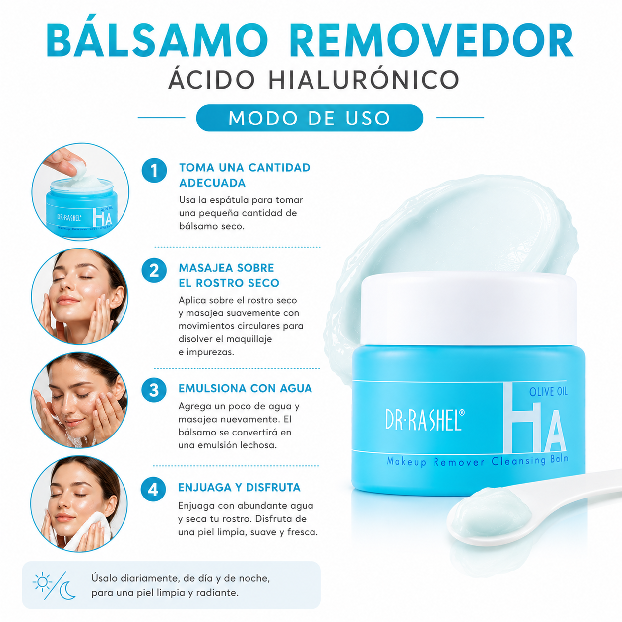 BÁLSAMO REMOVEDOR ÁCIDO HIALURÓNICO 100G DR RASHEL - 3