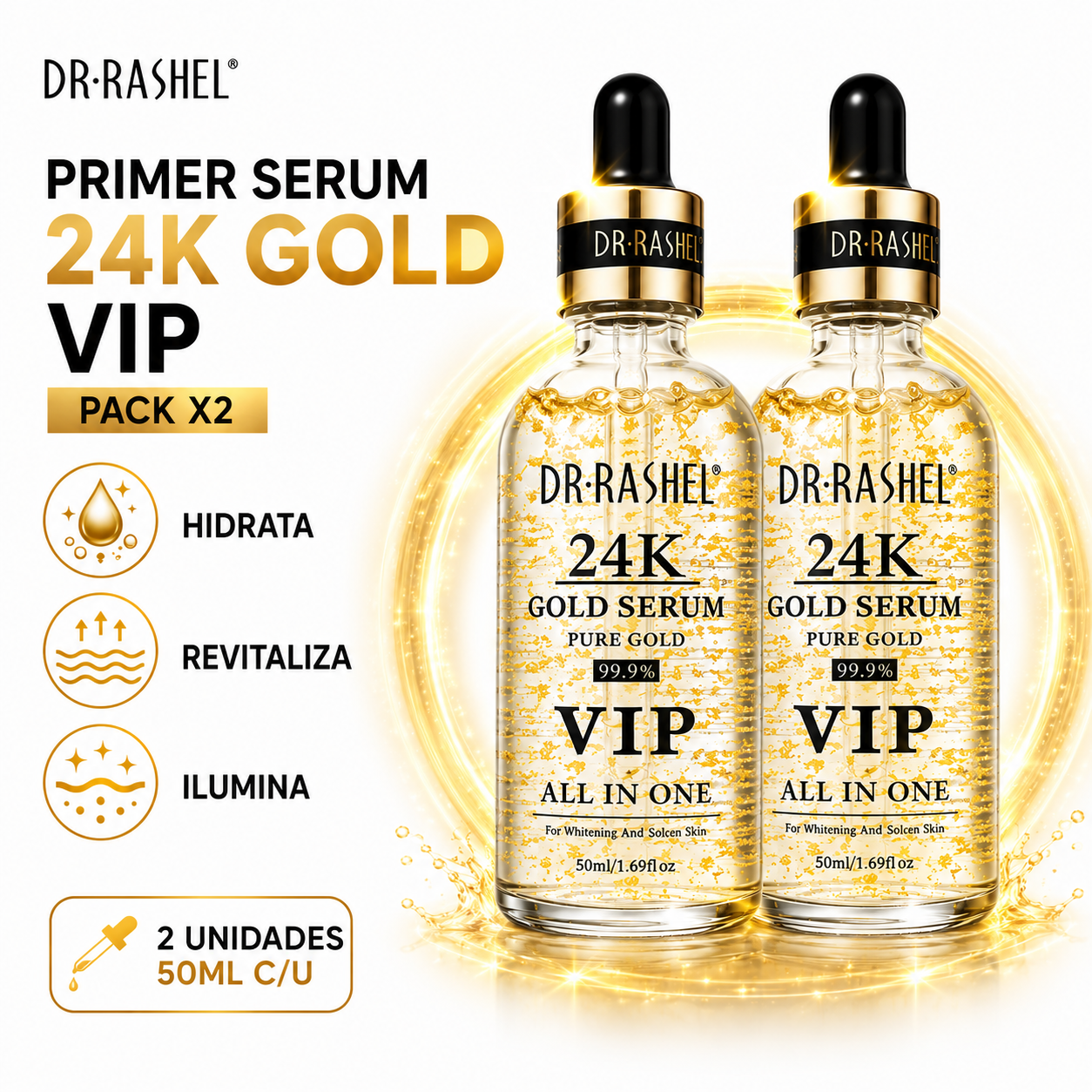 PACK 2 PRIMER SERUM 24K GOLD VIP 50ML DR RASHEL - 1