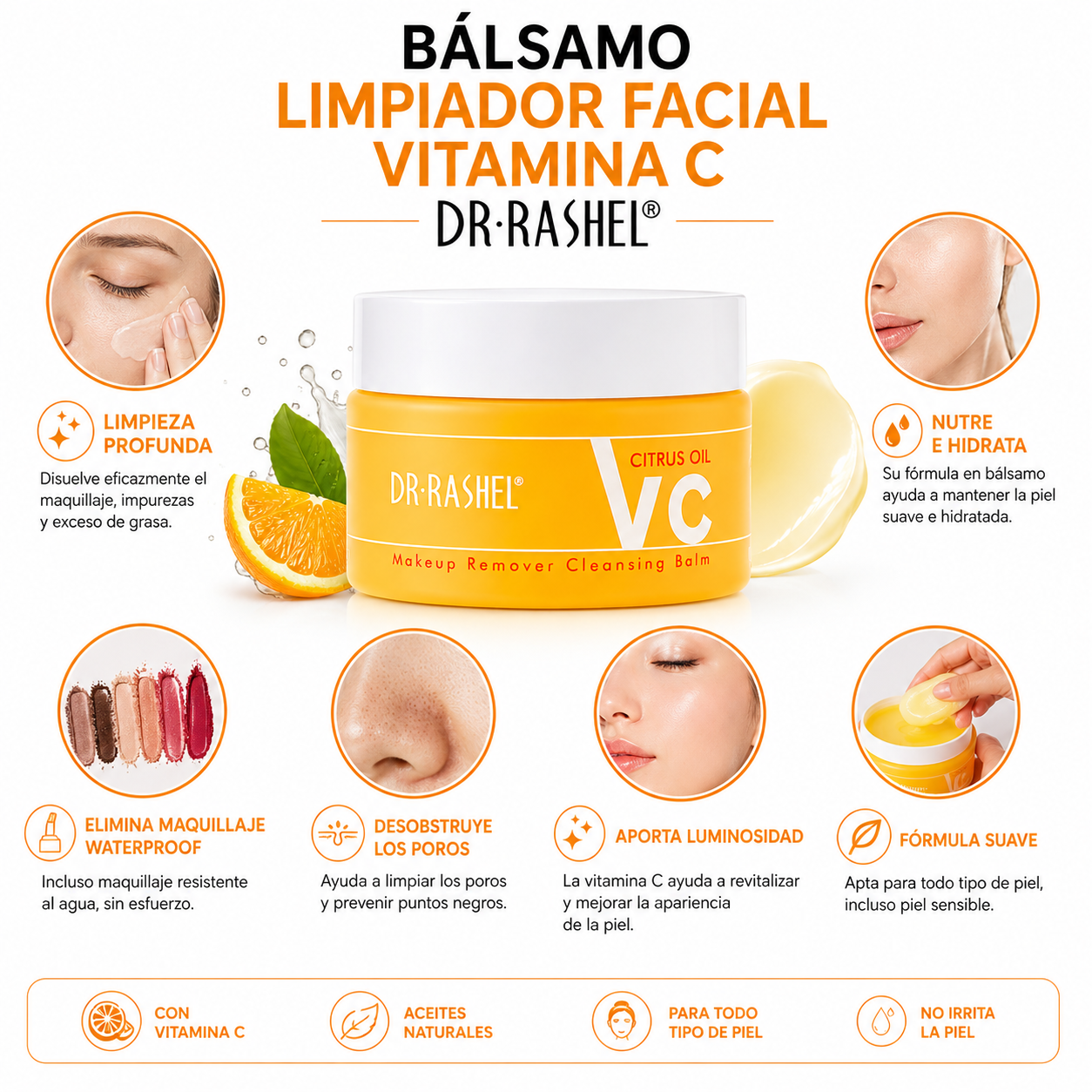 PACK 3 BÁLSAMO LIMPIADOR FACIAL VITAMINA C 100G DR RASHEL - 2