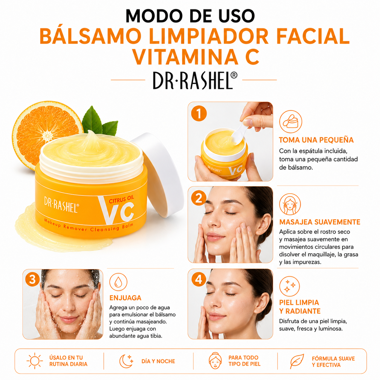 PACK 3 BÁLSAMO LIMPIADOR FACIAL VITAMINA C 100G DR RASHEL - 3