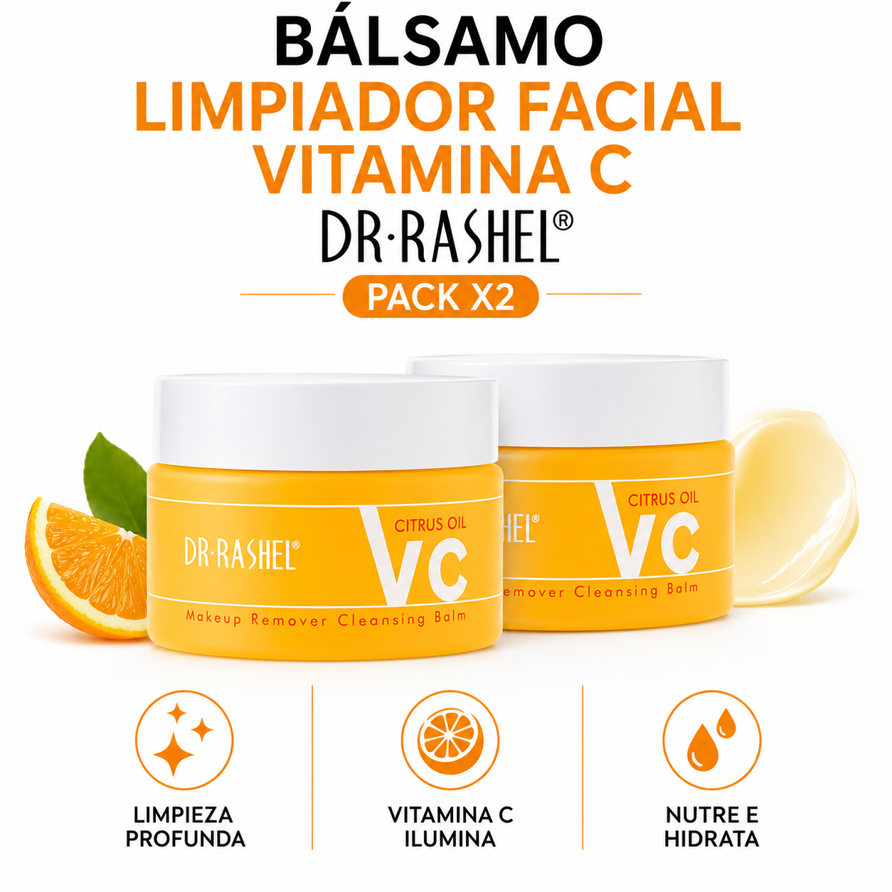 PACK 2 BÁLSAMO LIMPIADOR FACIAL VITAMINA C 100G DR RASHEL - 1