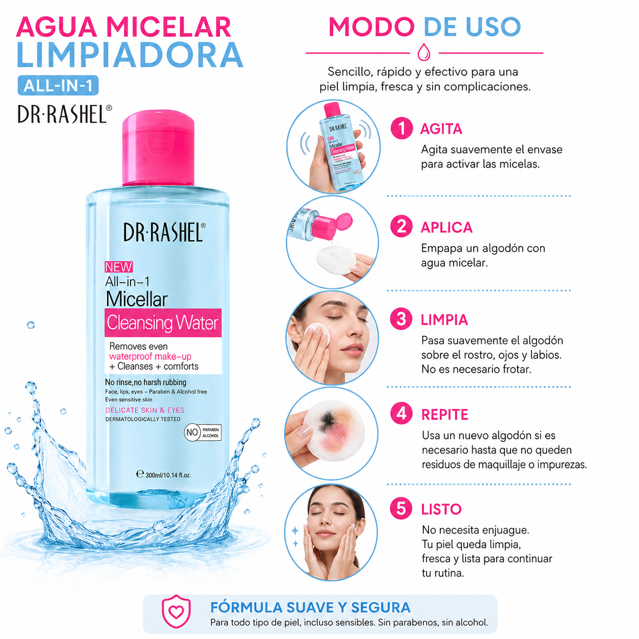 PACK 3 AGUA MICELAR LIMPIADOR BLUE 300ML DR RASHEL - 3