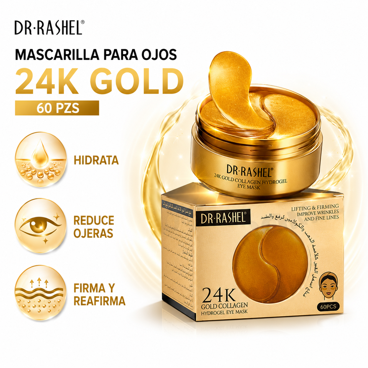 MASCARILLA PARA OJOS 24K GOLD 60 PZS DR RASHEL - 1