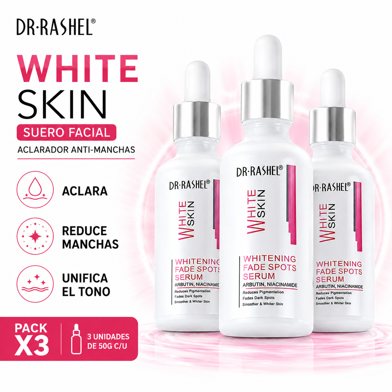 PACK 3 SUERO FACIAL WHITE SKIN 50G DR RASHEL - 1