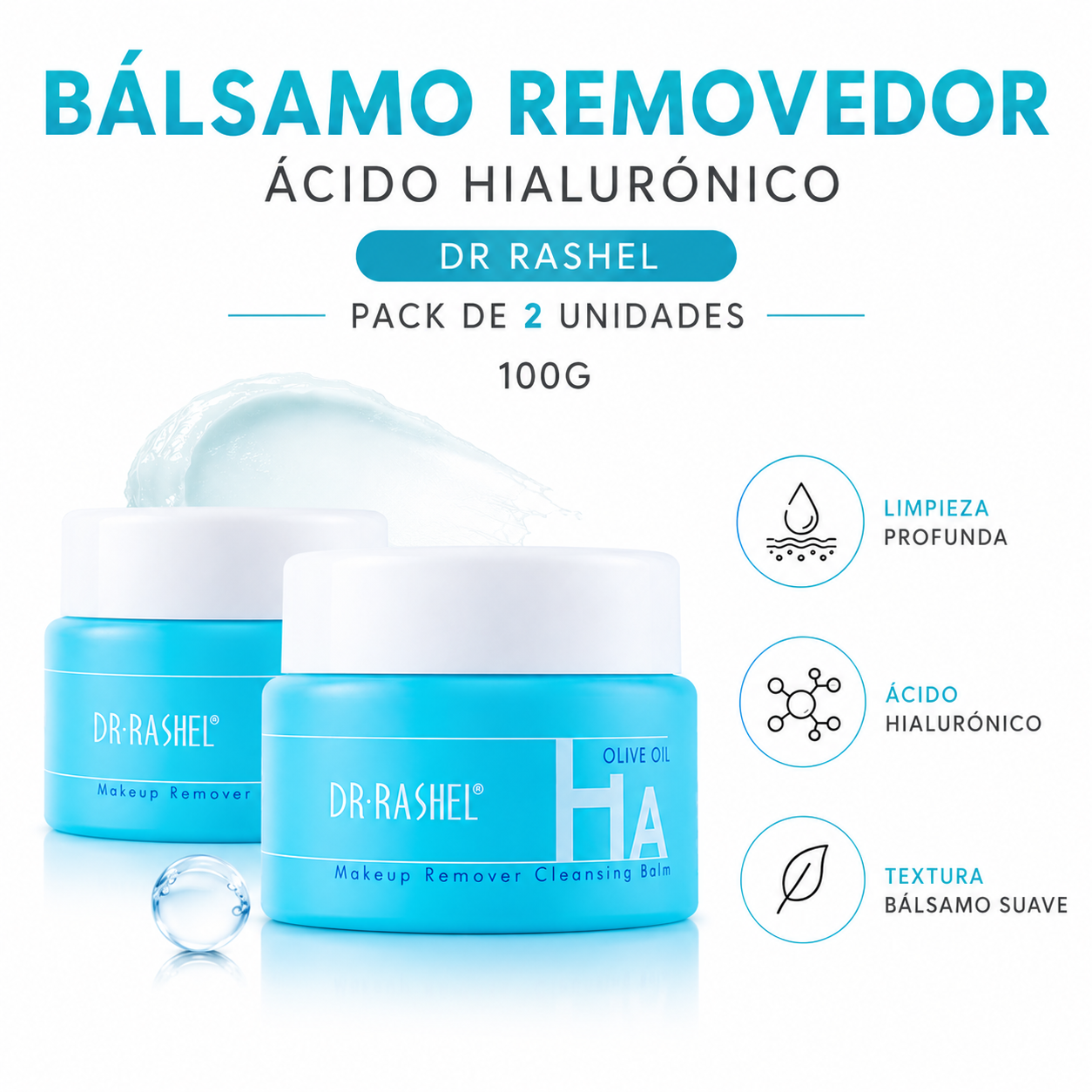 PACK 2 BÁLSAMO REMOVEDOR ÁCIDO HIALURÓNICO 100G DR RASHEL - 1