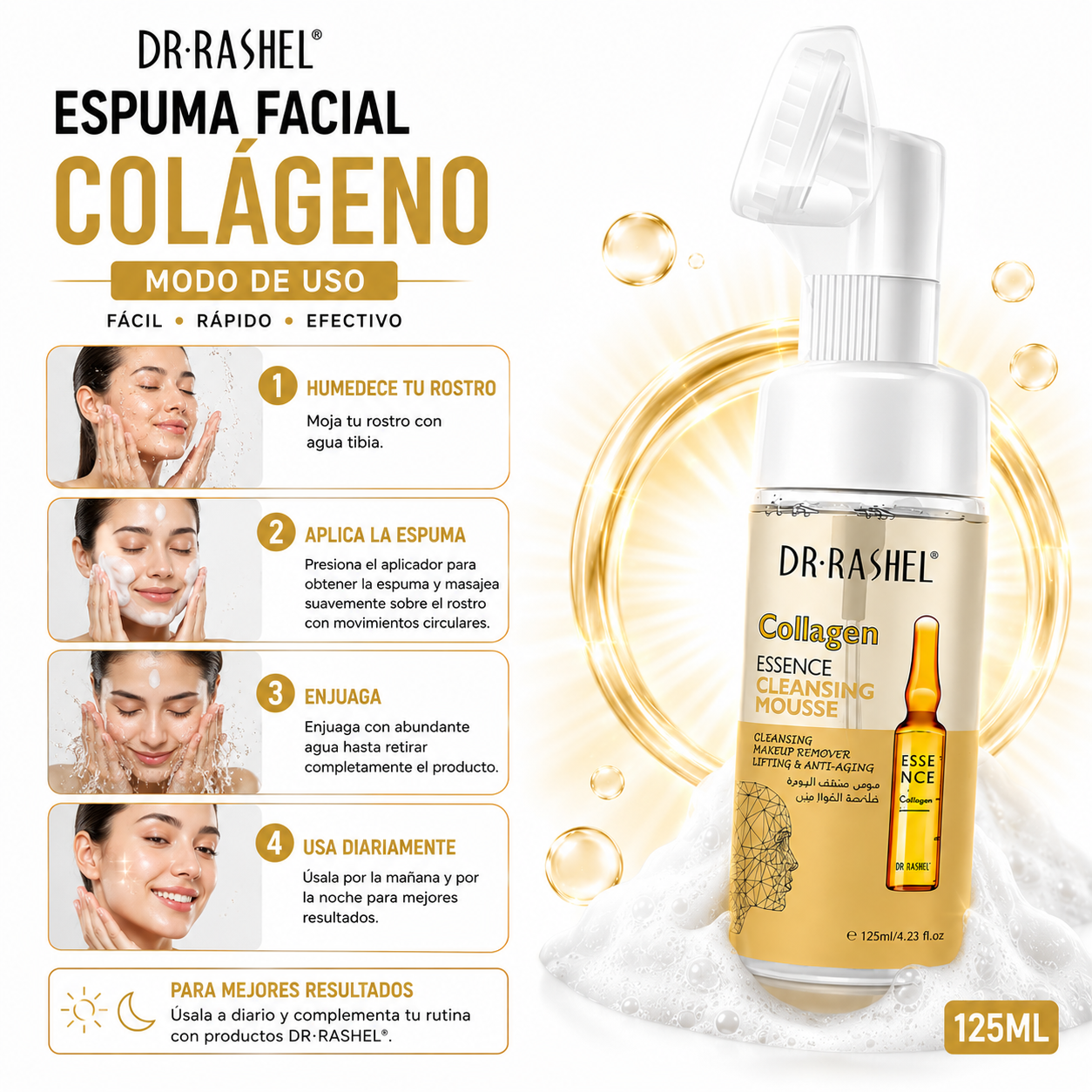 PACK 3 ESPUMA FACIAL COLÁGENO 125ML DR RASHEL - 3