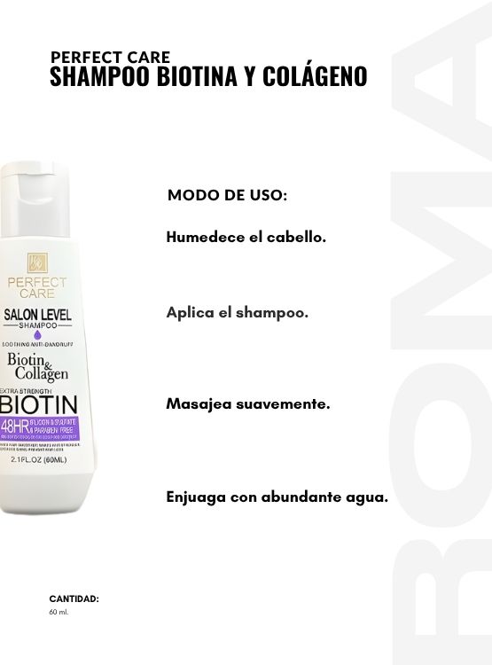 SHAMPOO BIOTINA Y COLÁGENO 60ML PERFECT CARE - 3