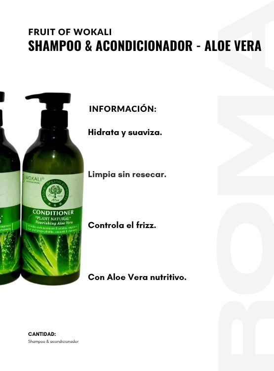 SHAMPOO Y ACONDICIONADOR ALOE VERA 550ML WOKALI - 2