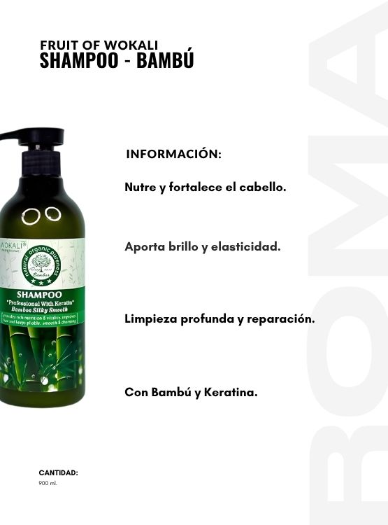 SHAMPOO DE BAMBÚ 900ML WOKALI - 2