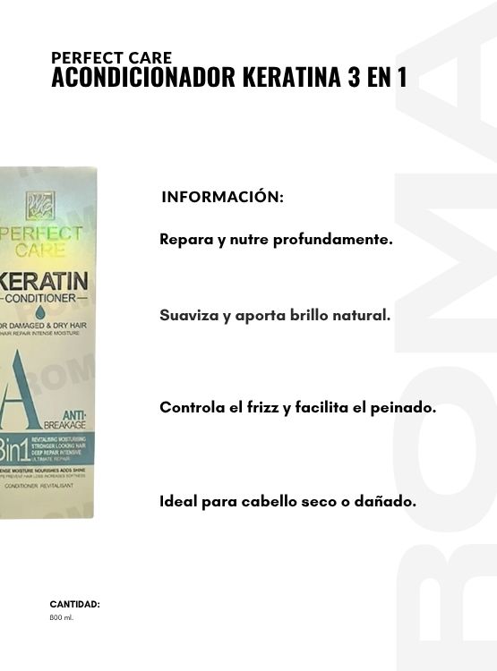 PACK 2 ACONDICIONADOR KERATINA 3 EN 1 800ML PERFECT CARE - 2