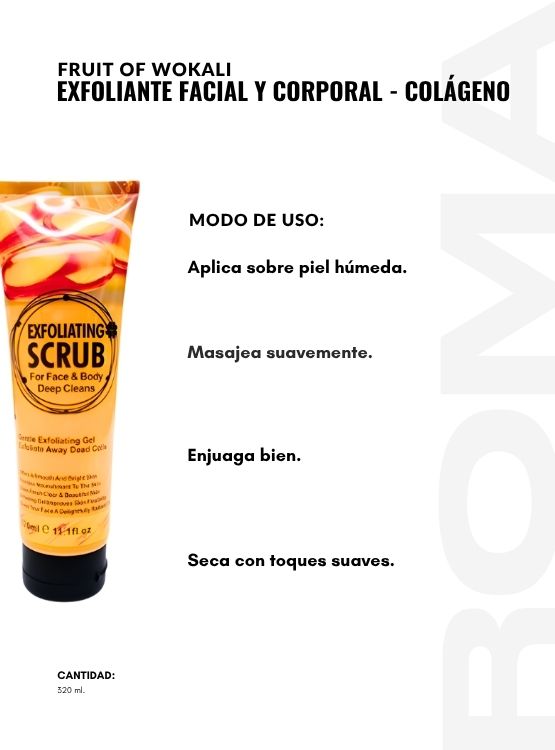 PACK 2 EXFOLIANTE FACIAL Y CORPORAL COLÁGENO 320ML WOKALI - 3