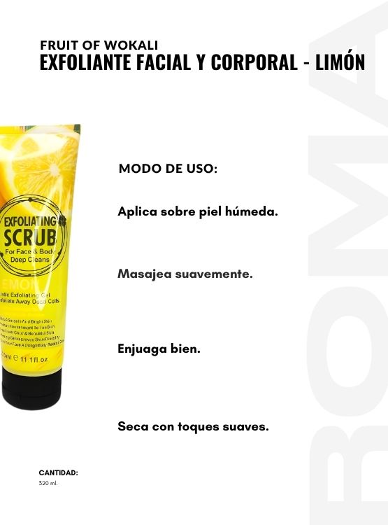 EXFOLIANTE FACIAL Y CORPORAL LIMÓN 320ML WOKALI - 3