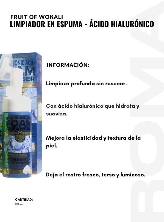 LIMPIADOR EN ESPUMA ÁCIDO HIALURÓNICO 150ML WOKALI - 2