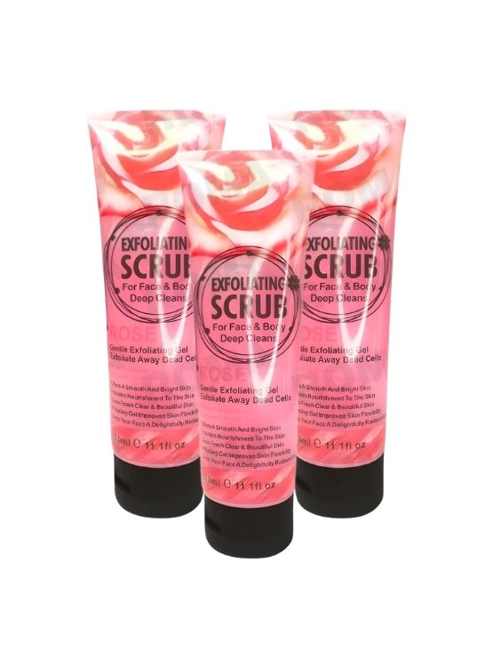 PACK 3 EXFOLIANTE FACIAL Y CORPORAL ROSAS 320ML WOKALI - 1
