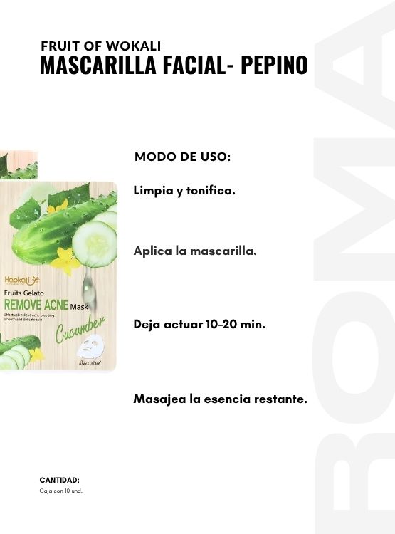 PACK 3 MASCARILLA FACIAL PEPINO 10UND WOKALI - 3