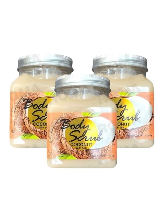 PACK 3 EXFOLIANTE CORPORAL BASE DE SAL DE MAR Y COCO 500ML WOKALI - 1