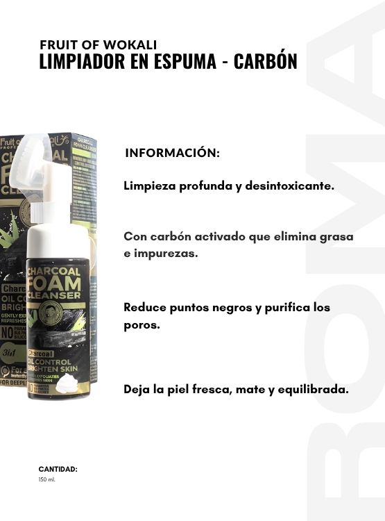 LIMPIADOR EN ESPUMA CARBÓN 150ML WOKALI - 2