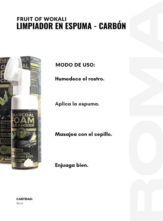 LIMPIADOR EN ESPUMA CARBÓN 150ML WOKALI - 3