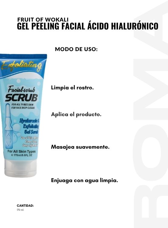 PACK 2 GEL PEELING FACIAL ÁC. HIALURÓNICO 170ML WOKALI - 3