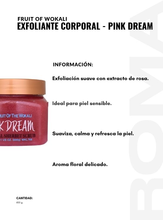 PACK 3 EXFOLIANTE CORPORAL PINK DREAM 600G WOKALI - 2