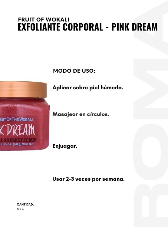 PACK 3 EXFOLIANTE CORPORAL PINK DREAM 600G WOKALI - 3