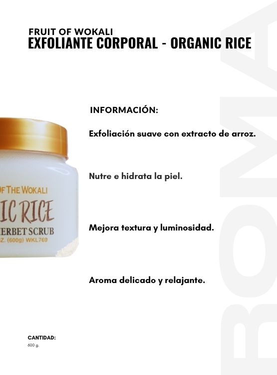 EXFOLIANTE CORPORAL ORGANIC RICE 600G WOKALI - 2