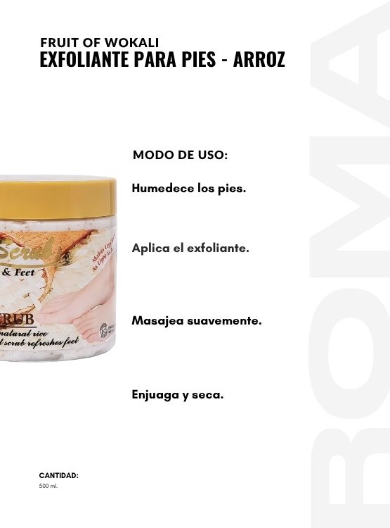 PACK 3 EXFOLIANTE PARA PIES ARROZ 500ML WOKALI - 3
