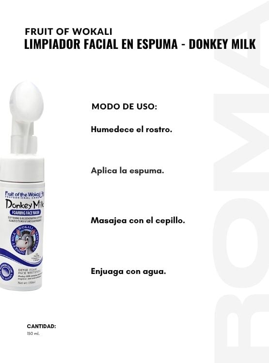 PACK 2 LIMPIADOR FACIAL EN ESPUMA DONKEY MILK 150ML WOKALI - 3