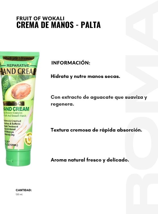 PACK 3 CREMA DE MANOS PALTA 120ML WOKALI - 2