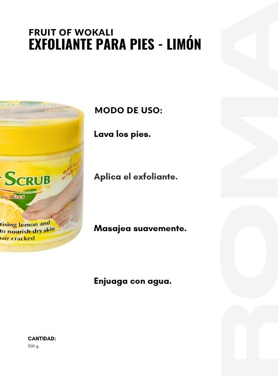 EXFOLIANTE PARA PIES LIMÓN 500G WOKALI - 3