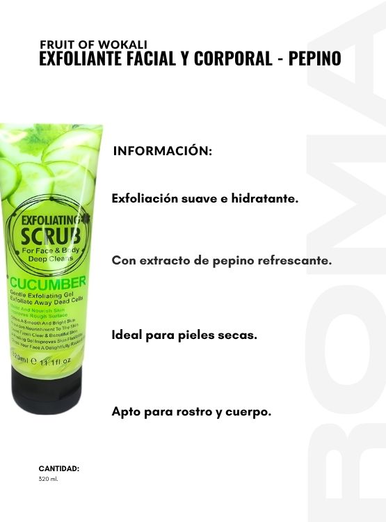 PACK 2 EXFOLIANTE FACIAL Y CORPORAL PEPINO 320ML WOKALI - 2