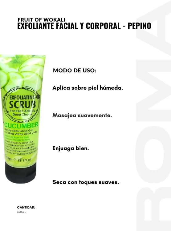 PACK 2 EXFOLIANTE FACIAL Y CORPORAL PEPINO 320ML WOKALI - 3