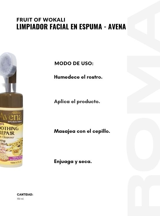PACK 3 LIMPIADOR FACIAL EN ESPUMA AVENA 150ML WOKALI - 3