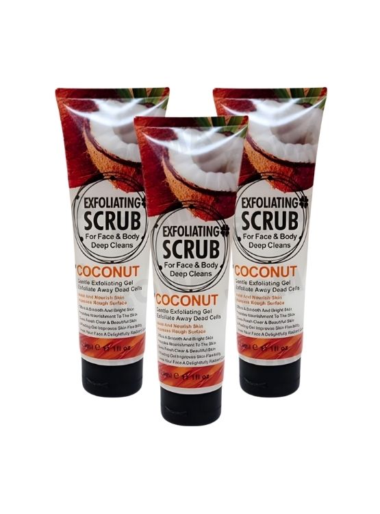 PACK 3 EXFOLIANTE FACIAL Y CORPORAL COCO 320ML WOKALI - 1