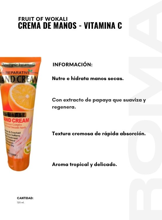 PACK 2 CREMA DE MANOS VITAMINA C Y E 120ML WOKALI - 2