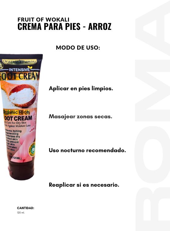 PACK 2 CREMA PARA PIES ARROZ 120ML WOKALI - 3