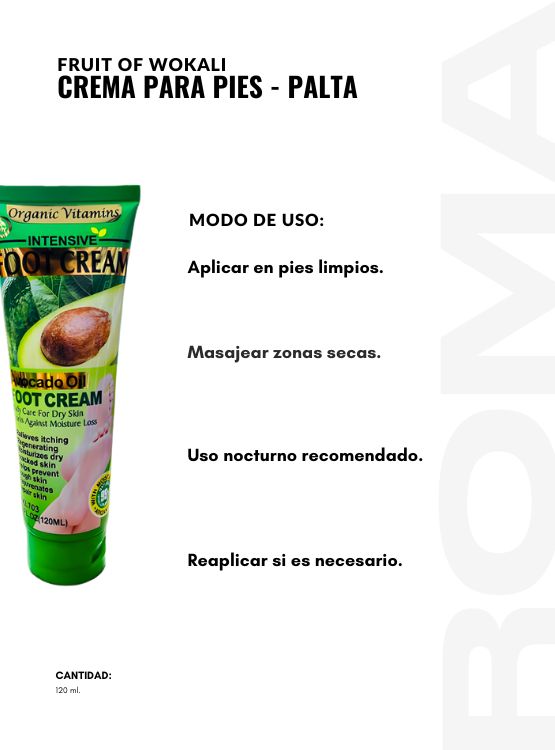 CREMA PARA PIES PALTA 120ML WOKALI - 3