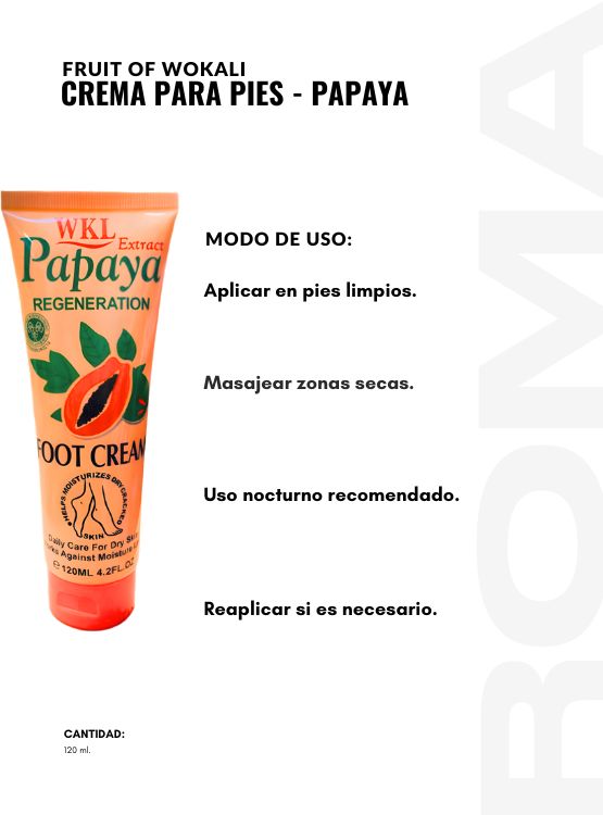 CREMA PARA PIES PAPAYA 120ML WOKALI - 3