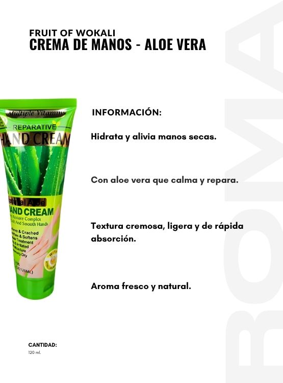 PACK 3 CREMA DE MANOS ALOE VERA 120ML WOKALI - 2