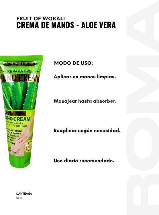 PACK 3 CREMA DE MANOS ALOE VERA 120ML WOKALI - 3