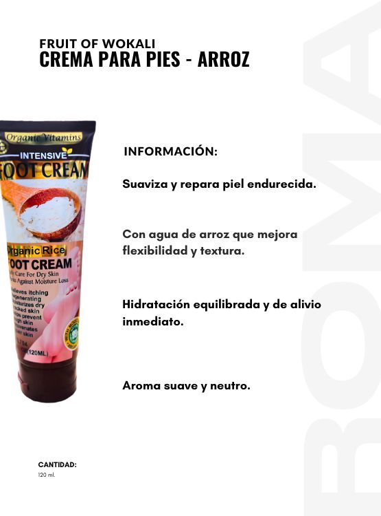 PACK 3 CREMA PARA PIES ARROZ 120ML WOKALI - 2