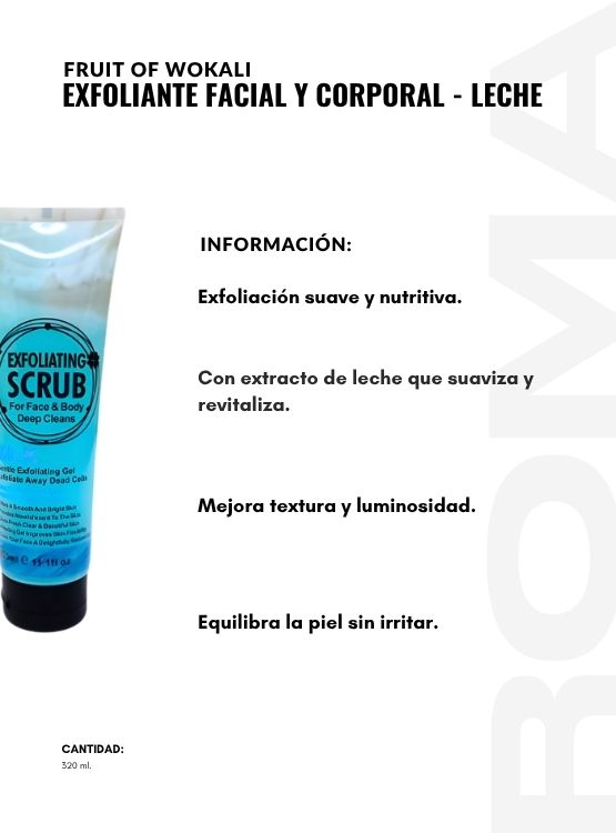 PACK 3 EXFOLIANTE FACIAL Y CORPORAL LECHE 320ML WOKALI - 2