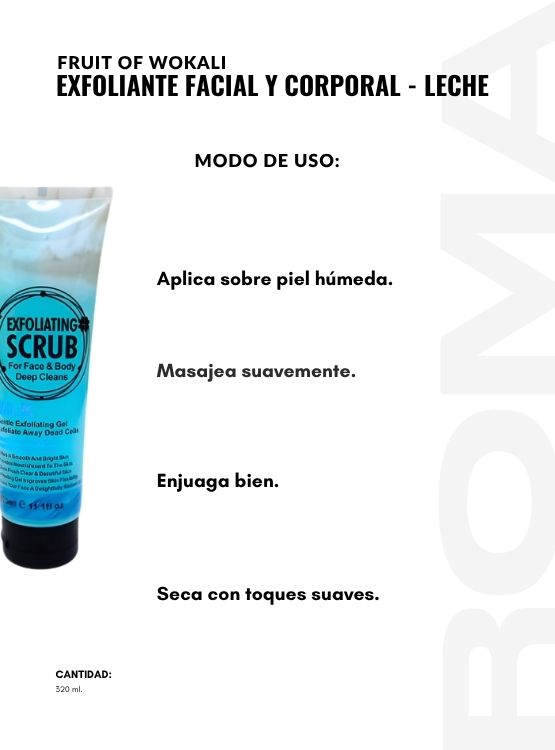 PACK 3 EXFOLIANTE FACIAL Y CORPORAL LECHE 320ML WOKALI - 3