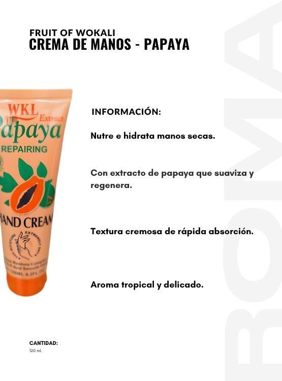 PACK 2 CREMA DE MANOS PAPAYA 120ML WOKALI - 2