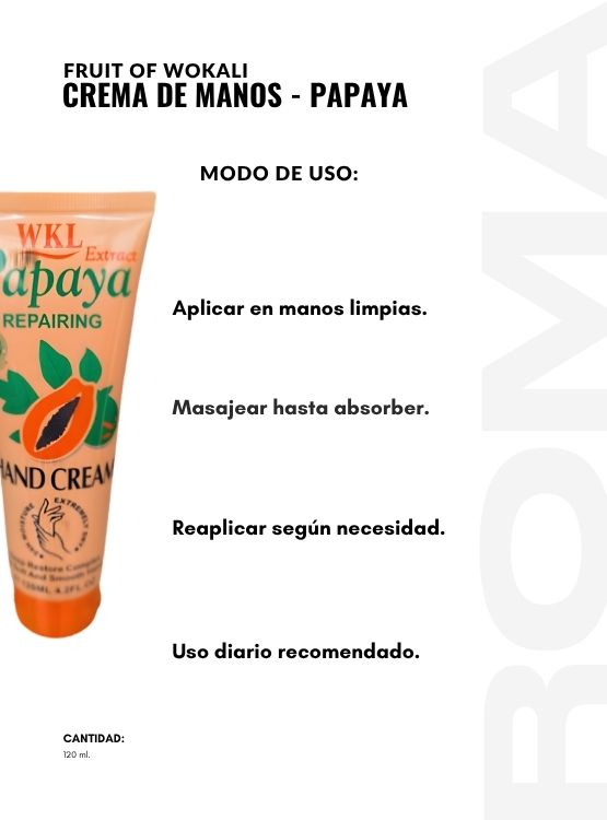 PACK 2 CREMA DE MANOS PAPAYA 120ML WOKALI - 3